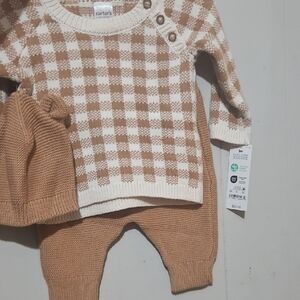 Carter's Beige and Cream Checkered Baby Set